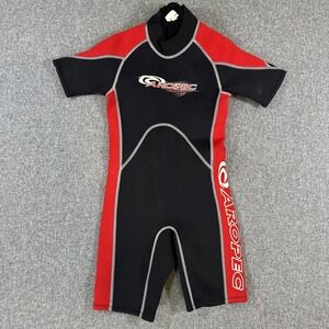 Aropec Kids Neoprene Shorty Wetsuit Size 8 Black Red Aquasports Swim Surf Dive